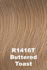 Color Buttered Toast (R1416T) for Raquel Welch wig Winner.  Dark blonde with a cool ashy undertone and golden blonde tips.