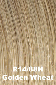 Color Golden Wheat (R14/88H) for Raquel Welch wig High Fashion Remy Human Hair.  Dark blonde base with golden platinum blonde highlights.