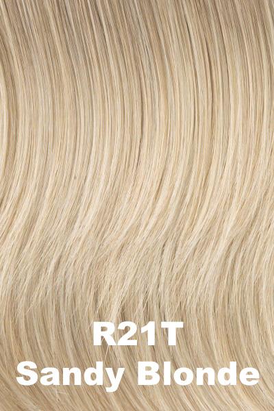 Color Sandy Blonde (R21T) for Raquel Welch wig Breeze.  Creamy blonde with a cool undertone and ashy blonde tips.
