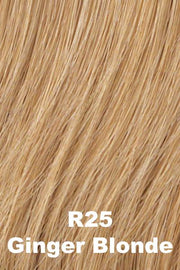 Color Ginger Blonde (R25) for Raquel Welch wig Calling All Compliments Remy Human Hair.  Light golden ginger blonde.