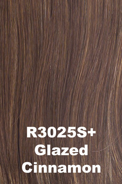 Color Glazed Cinnamon (R3025S+) for Raquel Welch wig Ahead Of The Curve.  Medium auburn base with copper highlights.