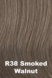 Color Smoked Walnut (R38) for Raquel Welch Top Piece Lyric.  Light brown, light grey and medium grey blend.