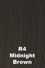 Color Midnight Brown (R4) for Raquel Welch wig Winner Petite.  Darkest midnight brown.
