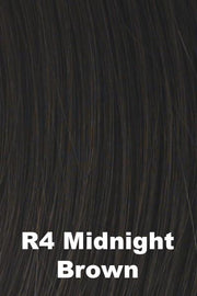 Color Midnight Brown (R4) for Raquel Welch wig High Fashion Remy Human Hair.  Darkest midnight brown.
