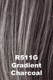 Color Gradient Charcoal (R511G) for Raquel Welch wig Winner Petite.  Steel grey with light grey highlights and a touch of light brown and a darker nape area.