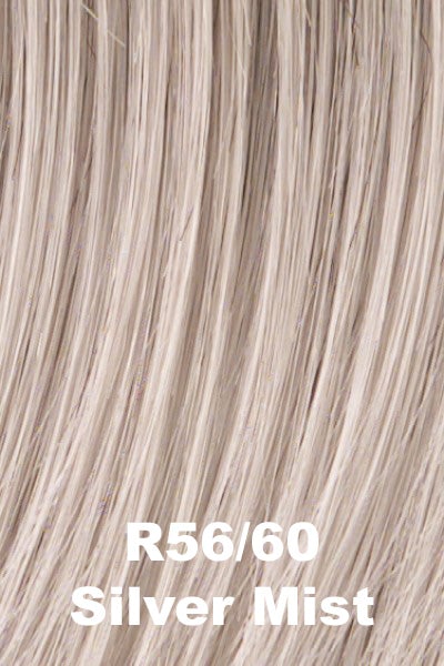 Color Silver Mist (R56/60) for Raquel Welch wig Trend Setter Elite.  Lightest grey with very subtle medium brown woven throughout the base and pure white highlights.