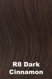 Color Dark Cinnamon (R8) for Raquel Welch wig Whimsy.  Rich medium brown with a warm undertone.
