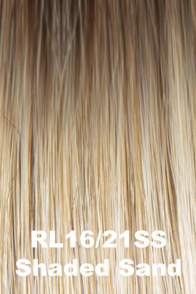 Color Shaded Sand (RL16/21SS) for Raquel Welch wig Let's Rendezvous.  Medium brown rooting with sandy blonde and buttery blonde highlights.