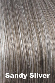 Color Sandy Silver for Noriko wig Reese #1660. Medium warm brown base with silver white highlights gradually darkening near the nape.