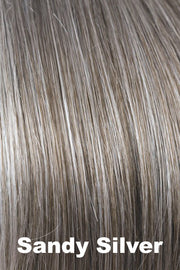 Color Sandy Silver for Alexander Couture wig Amara (#1033).  Medium warm brown base with silver white highlights gradually darkening near the nape.