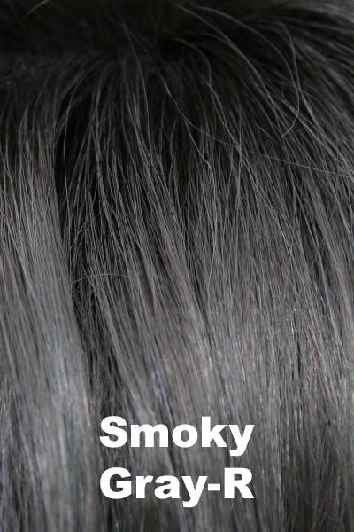 Color Smoky Gray-R for Amore wig Ryder #2570. Cool silver grey base with a lavender and blue hue and blue black root.