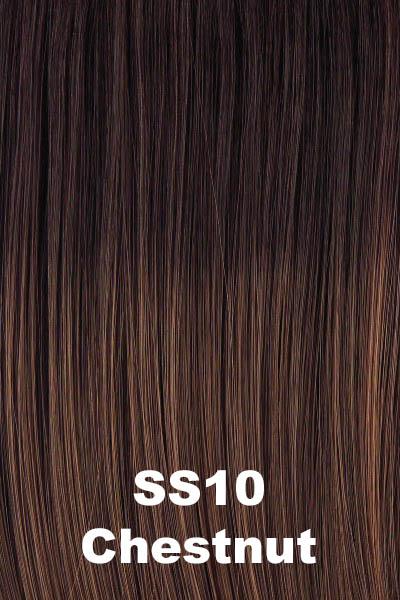 Color Shaded Chestnut (SS10) for Raquel Welch wig Power.  Rooted medium-light brown.