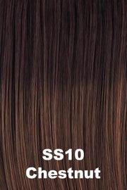 Color SS Chestnut (SS10) for Raquel Welch wig Winner Petite.  Rooted medium brown with light brown highlights.