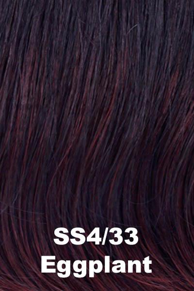 Color Eggplant (SS4/33) for Raquel Welch wig Play It Straight.  Dark black/brown base with bright auburn highlights and a dark root.