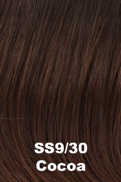 Color Shaded Cocoa (SS9/30) for Raquel Welch wig Ahead Of The Curve.  Dark brown base with subtle golden auburn undertones and a dark root.