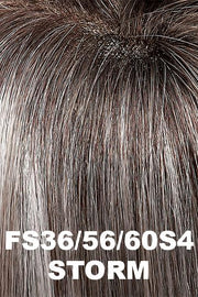 Color FS36/56/60S4 (Storm) for Jon Renau wig Cameron (#5980). Dark brown root, light brown base with pure white, light grey, and medium brown highlights.