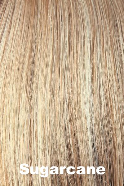 Color Sugar Cane for Amore wig Addison #4208 Ultra-Petite. Medium blonde base with caramel and dusty blonde lowlights and highlights.