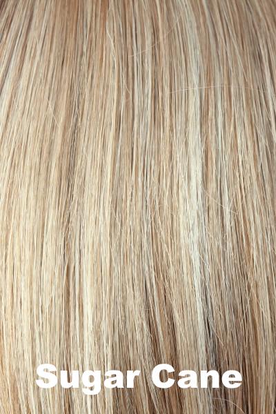 Color Sugar Cane for Rene of Paris wig Gia #2359. Medium blonde base with caramel and dusty blonde lowlights and highlights.