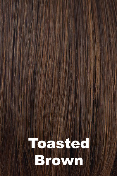 Color Toasted Brown for Noriko wig Sally #1616. Dark warm brown with warm copper brown highlights.