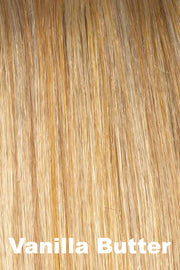 Color Swatch Vanilla Butter for Envy wig Christine.  Golden blonde base with pale blonde and honey blonde highlights.